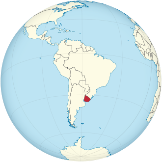 Globus Grafik von der Lage von Uruguay
