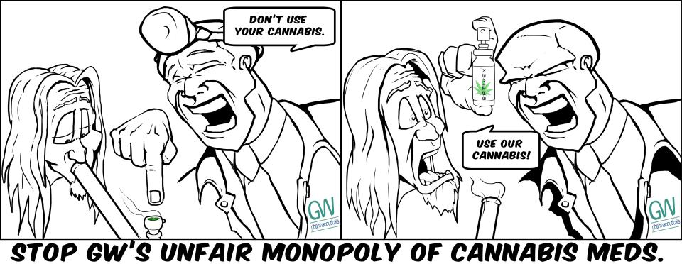 Comic über das Monopol von GW Pharmaceuticals