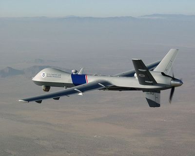 Foto einer Predator B Drohne im Einsatz